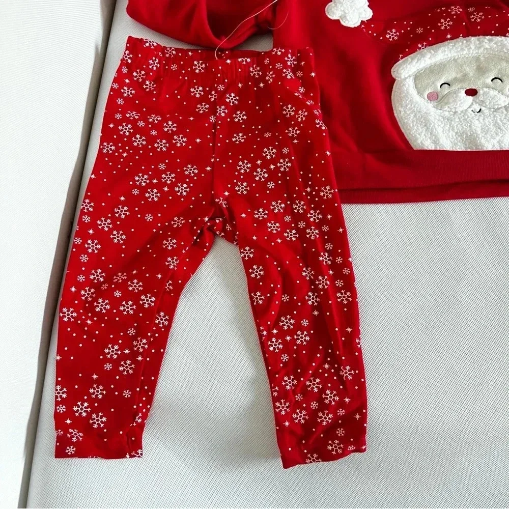 Carter's Infant Girls Red & White Santa Claus & Snowflake Pant Christmas Outfit